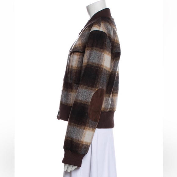 🤎Veronica Beard Stanley Bomber Jacket in Multi Color Plaid SZ 10 Elbow patches - Picture 4 of 16